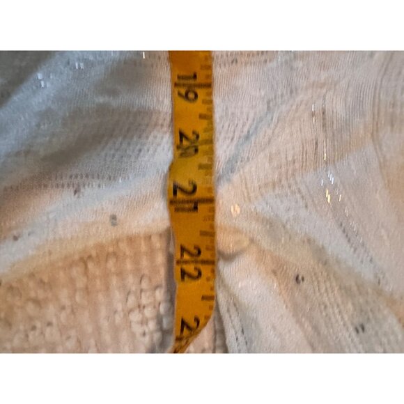 Free People White Textured Glittery Top W/ Crochet Trim Bell Sleeves V-Neckline - Picture 8 of 9